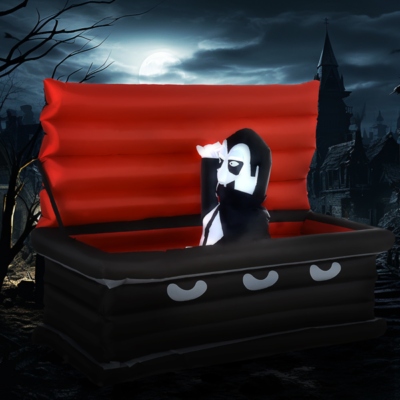 6 FT Halloween Inflatable Vampire Coffin - Light Up Outdoor Yard Decoration
