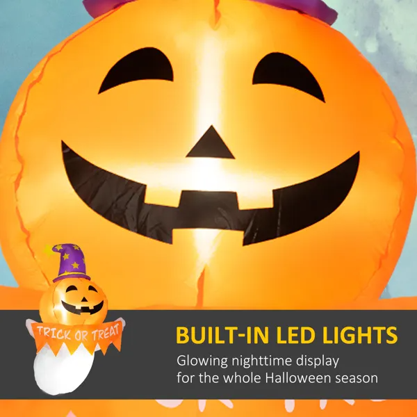 3.5 FT Halloween Inflatable Pumpkin with Witch Hat - Trick or Treat Light Up Yard Decoration - Image 4