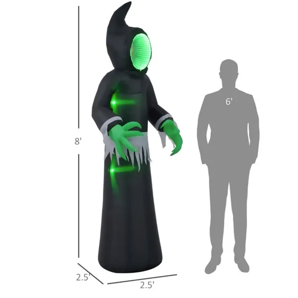 8 FT Halloween Inflatable Mirror Face Ghost Reaper - Light Up Outdoor Yard Decoration - Image 2