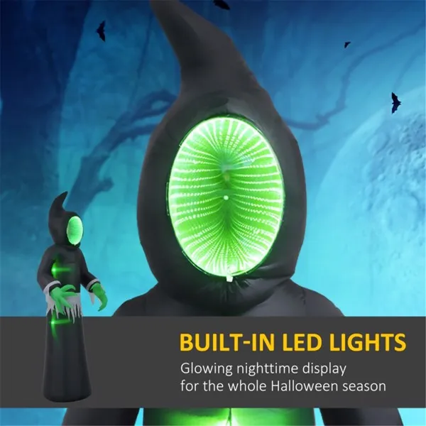 8 FT Halloween Inflatable Mirror Face Ghost Reaper - Light Up Outdoor Yard Decoration - Image 3
