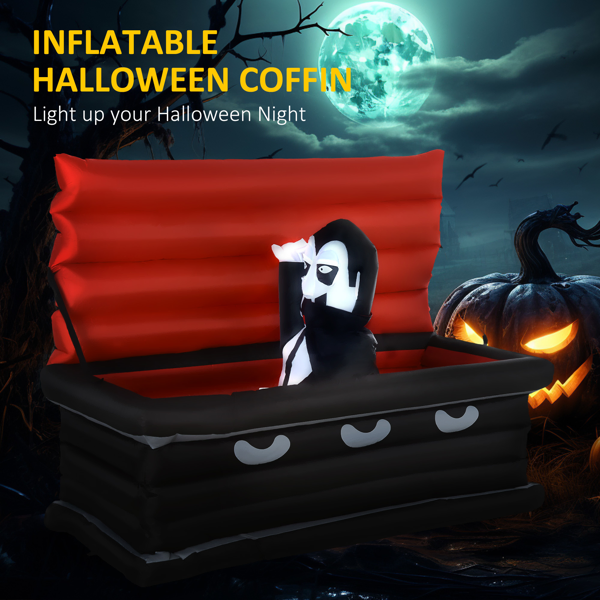 6 FT Halloween Inflatable Vampire Coffin - Light Up Outdoor Yard Decoration - Image 4