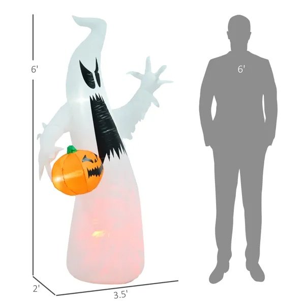 6 FT Halloween Inflatable Ghost with Pumpkin - Light Up Outdoor Yard Decoration 2026 - Image 9